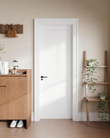 30"x 80"Interior Slab Door, 1-Panel French Door Slab, Pre-Assembled White Primed Solid Core Panel w/o Prehung Jamb