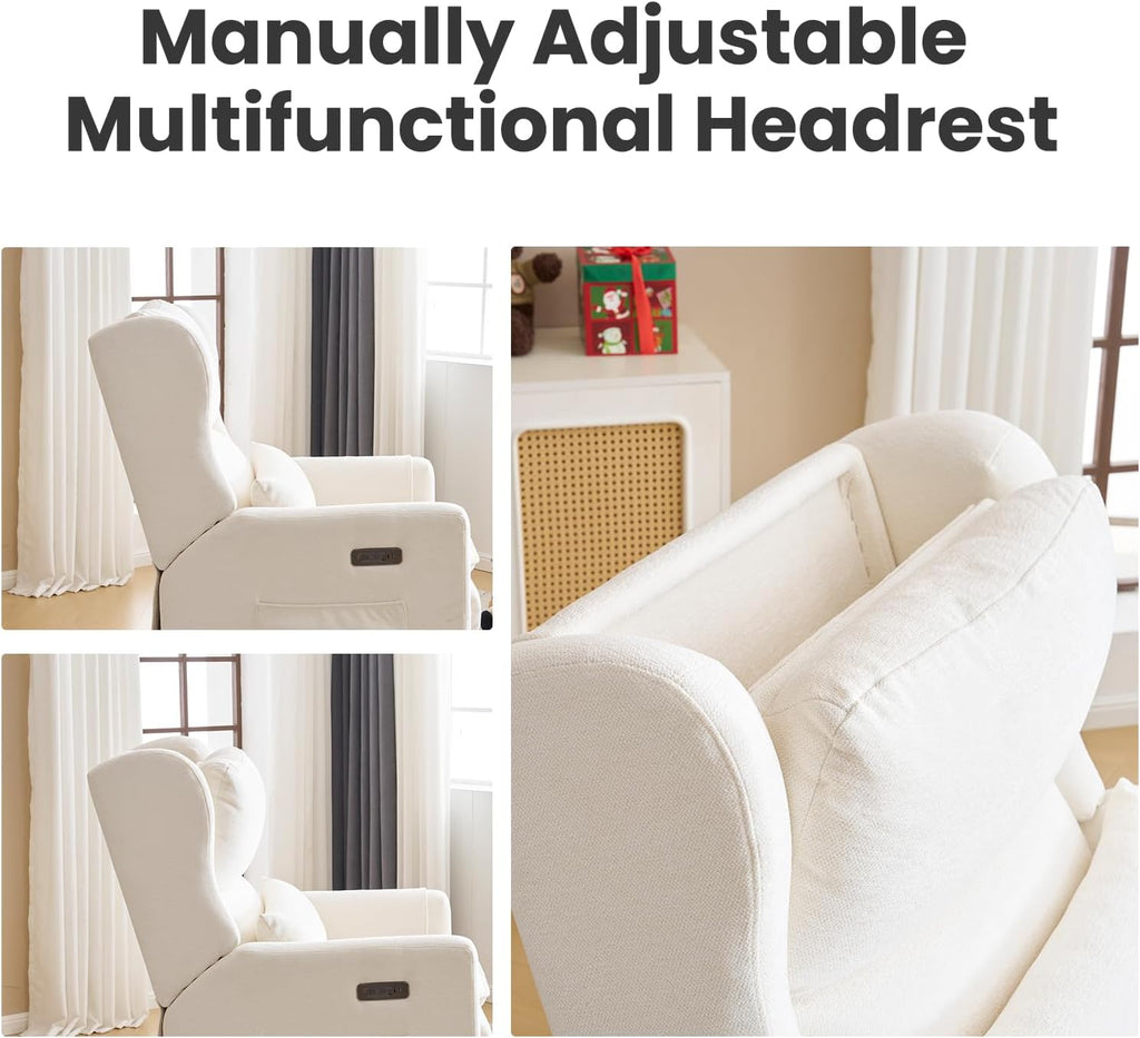Power Recliner Chair Swivel Glider with Adjustable Headrest,Oversized Swivel Rocker Recliner with Lumbar Support
