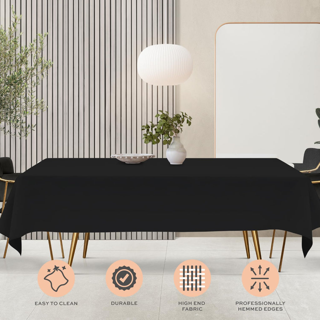 Black Table Cloths for 8 Foot Rectangle Tables, 2 Pack, 60x126