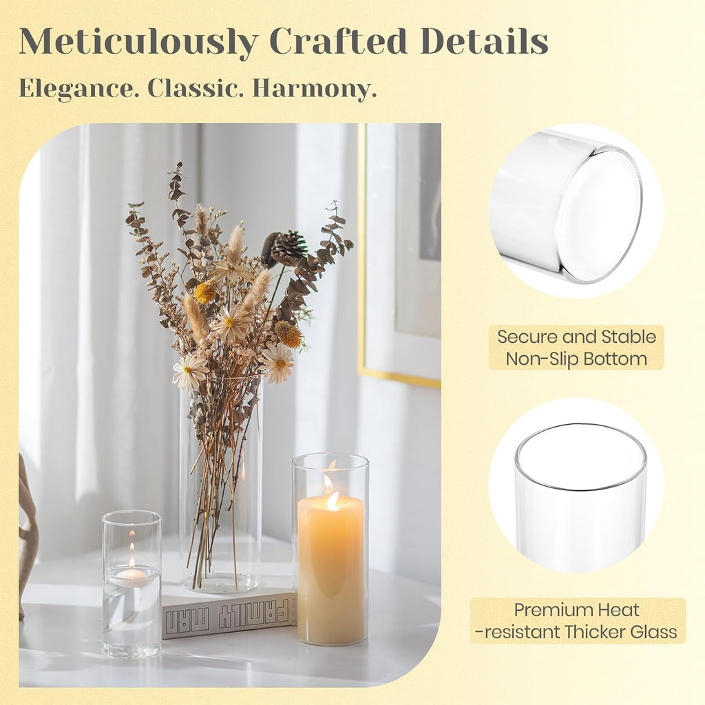 Hurricane Glass Candle Holders: 6 PCS Clear Hurricane Candle Holders for Pillar Candles Floating Candles, Glass
