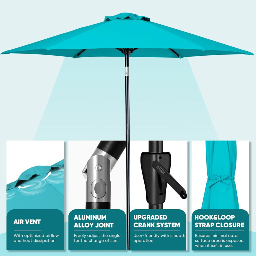 Patio Market Outdoor Table Umbrella with Push Button Tilt and Crank - Turquoise