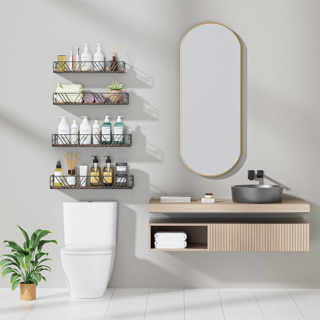Floating Shelves for Wall Set of 4, Wall Shelf Wood Floating Shelf | Different Sizes Mounted Wall Shelves , Farmhouse