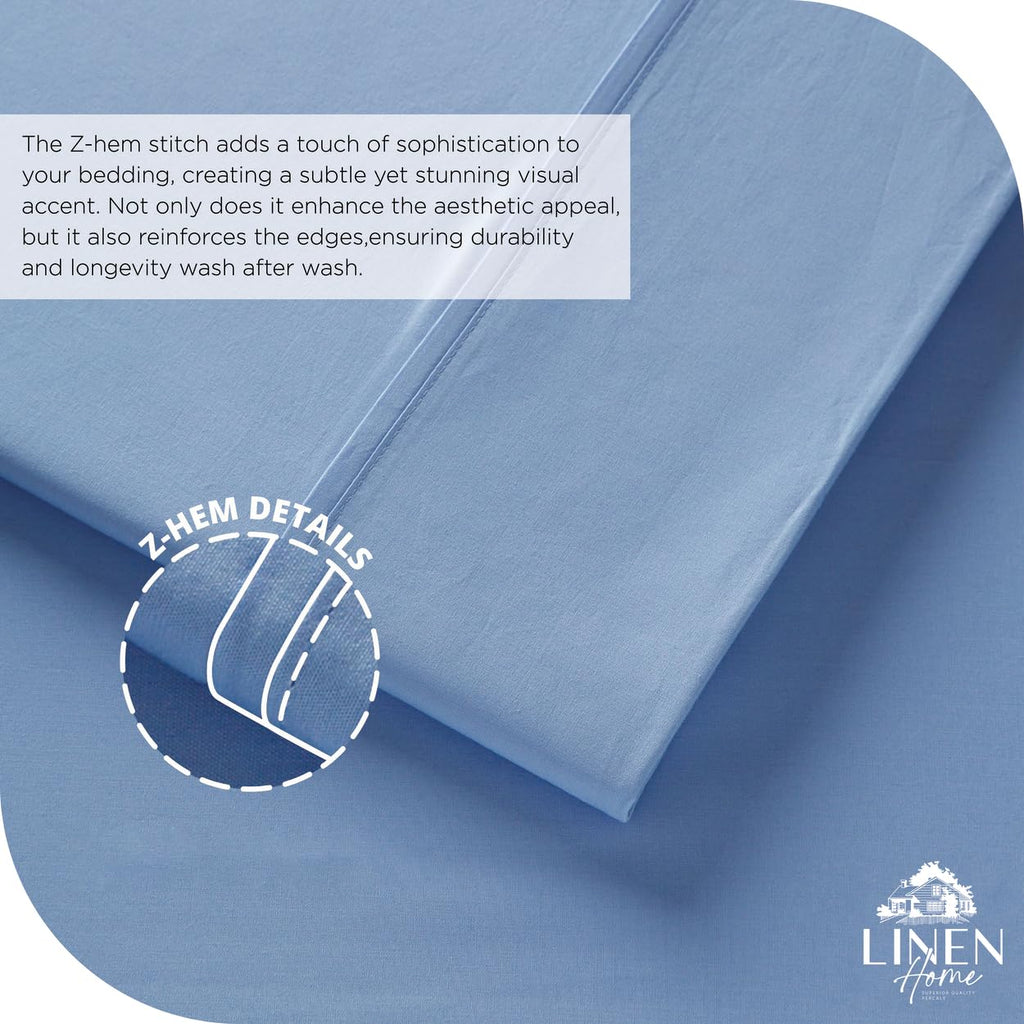 Home 4 Piece Twin Size 100% Cotton Percale Sheet Set, Baby Blue