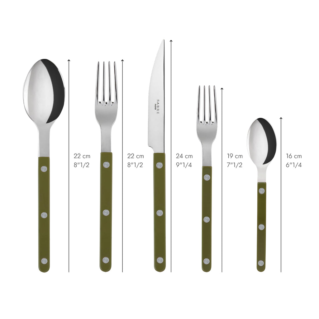 5-Piece Flatware Set - Bistrot Collection - Knife, Fork, Soup Spoon, Teaspoon & Dessert Fork - Stainless Steel &
