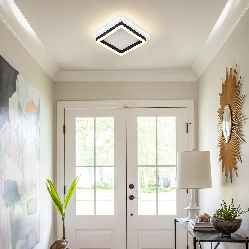 LED Ceiling Light Fixture, 25W Modern Flush Mount Square LED Light with Remote