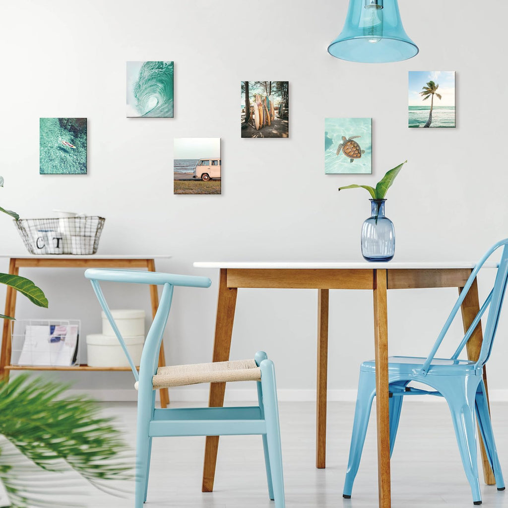 Beach Canvas Wall Art, Tropical Summer Ocean Coastal Posters, Set Of 6 Piece (8x10inch,Framed) Preppy Gallery Beachy