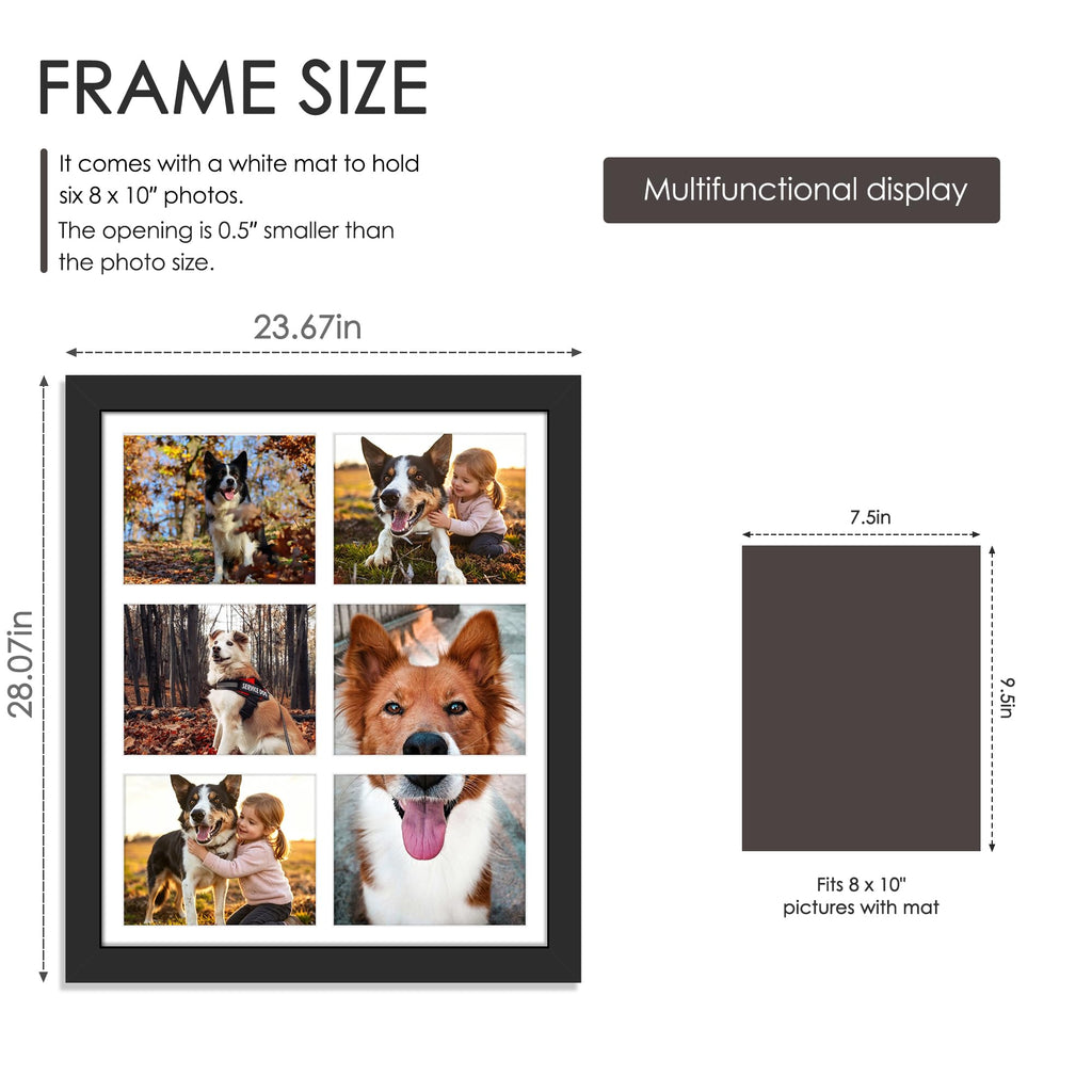 21.7x26.1 6 Opening Collage Frame For 6 8x10 Photos Black