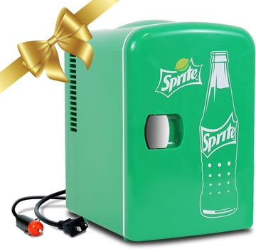 Sprite Mini Fridge 4L Portable Thermoelectric Cooler with Iconic Sprite Logo Dual Power 110V AC/12V DC for Home Office
