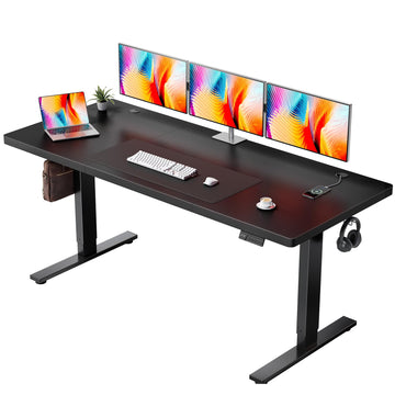Electric Standing Desk Adjustable - 71x30 Inch Sit Stand Desk with 1 Inch Thick Tabletop, Double Beam Frame, 3 Memory