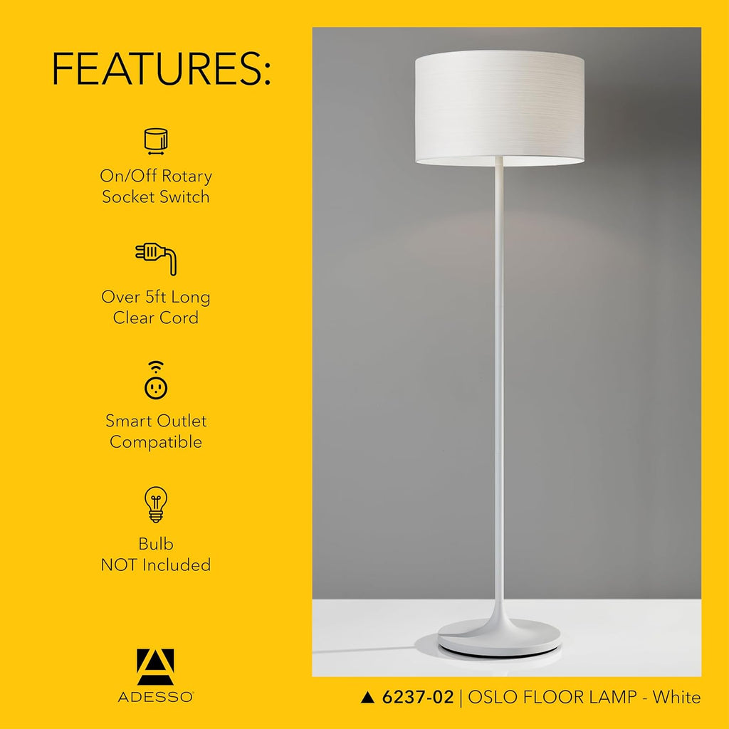 Floor Lamp with Scratch Proof and Corrosion Resistant Body - Perfect Lighting and Corner Decor, Matte White