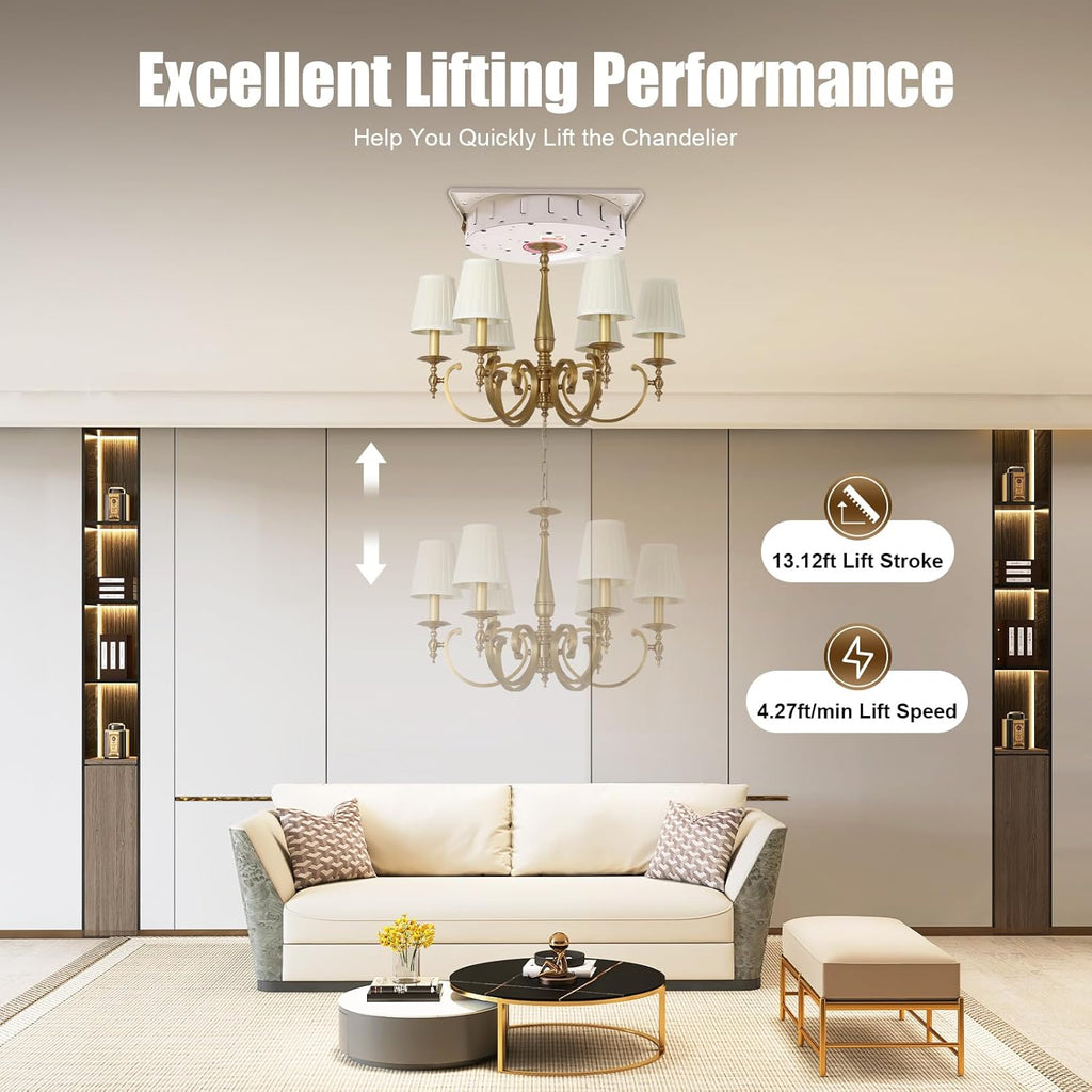 110 lb Motorized Chandelier Lift System with Remote Control – Light-Duty