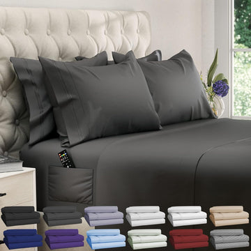 Queen Sheets - 6 pcs Breathable Cooling Sheets Queen - up to 21"