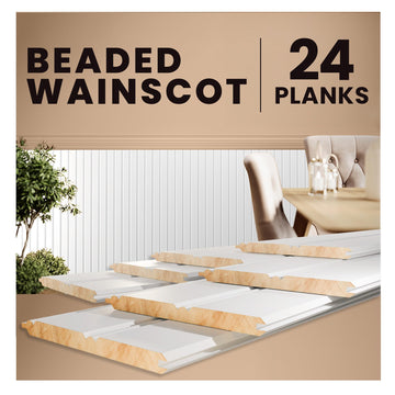 Primed Beadboard Wainscoting Panels - 32" Tongue & Groove Pine Planks