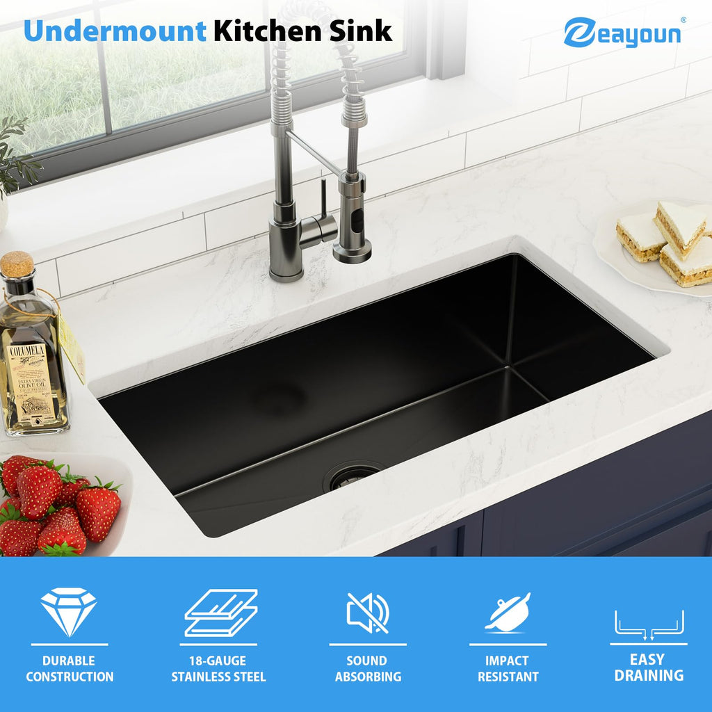 30 x 16 Gunmetal Black Undermount