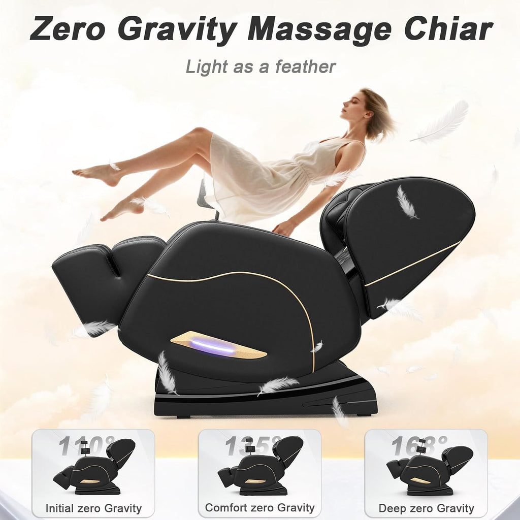 SL Track Massage Chair Full Body, Zero Gravity, Waist & Back Heat | 12 Fixed Rollers, 8 Airbag, 15 Programs, Foot