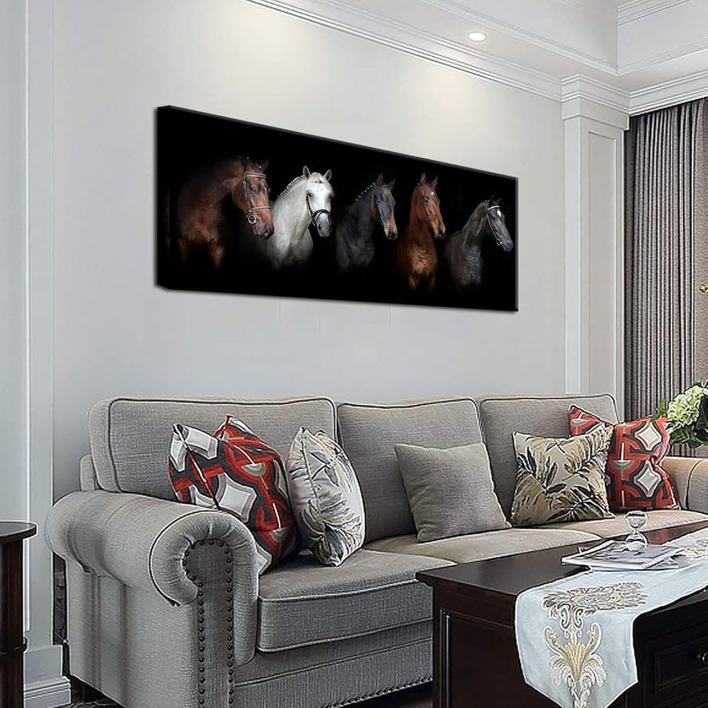 Large Animal Canvas Wall Art Black and White Horse Picture Prints Inspirational Horses Wall Decor Living Room Modern