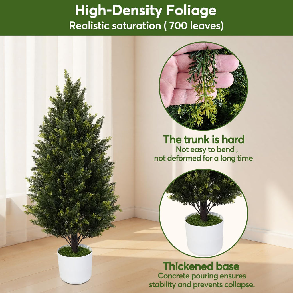 2 Pack 3FT Artificial Cypress Topiary Trees w/Pots for Porch Decor