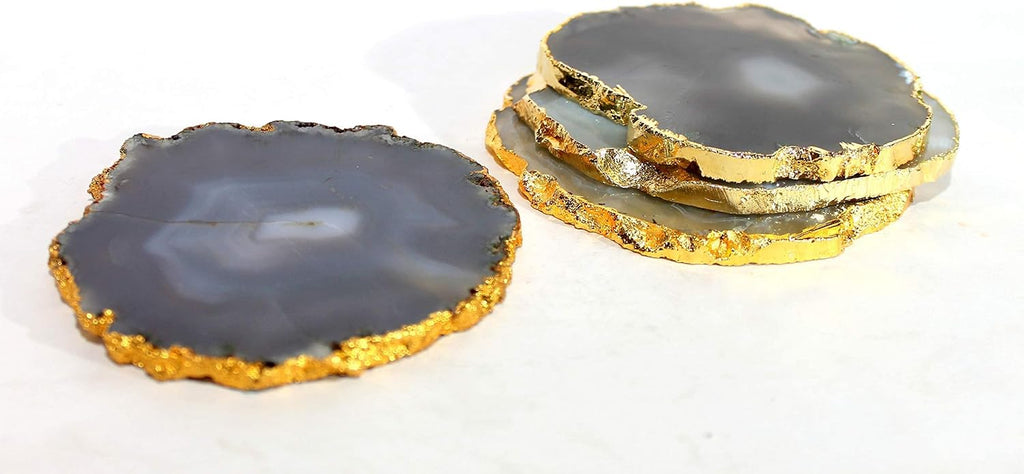 Natural Agate Coasters Bar Beer Coffee Tea Coaster Coasters - Perfect Table Accessories Tableware (Natural - Set of 4
