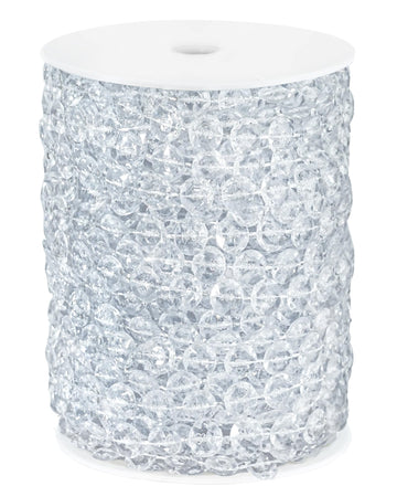 99FT Acrylic Crystal Garland, Clear Diamond-Shaped Crystal Bead Strands, DIY Crystal Beads String Roll for Christmas
