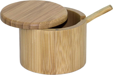 Little Dipper Salt Cellar Bamboo Storage Box with Magnetic Swivel Lid, 6 Ounce Capacity, Includes Salt Spoon