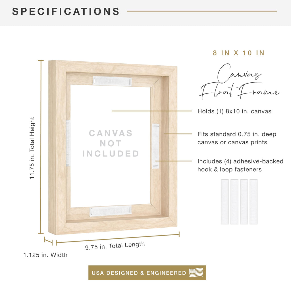 Canvas Float Frame, 8x10, Natural Woodgrain