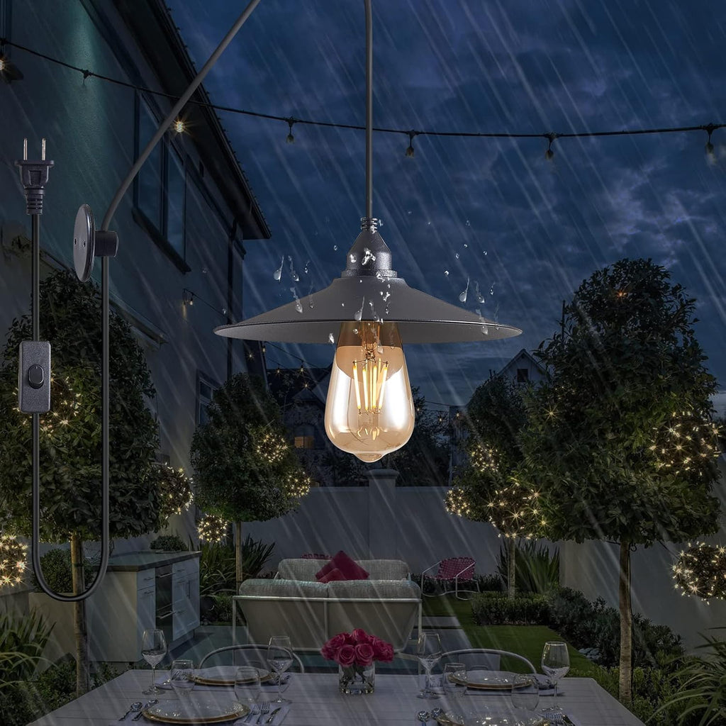 Hanging Lamp with Plug in Cord Outdoor Lamps for Patio Waterproof Pendant Light with Plug Outdoor Lamps for Patio