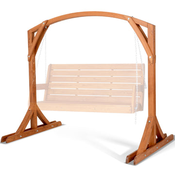 Stable Frame Porch Swing Bench Stand, Backyard, Brown