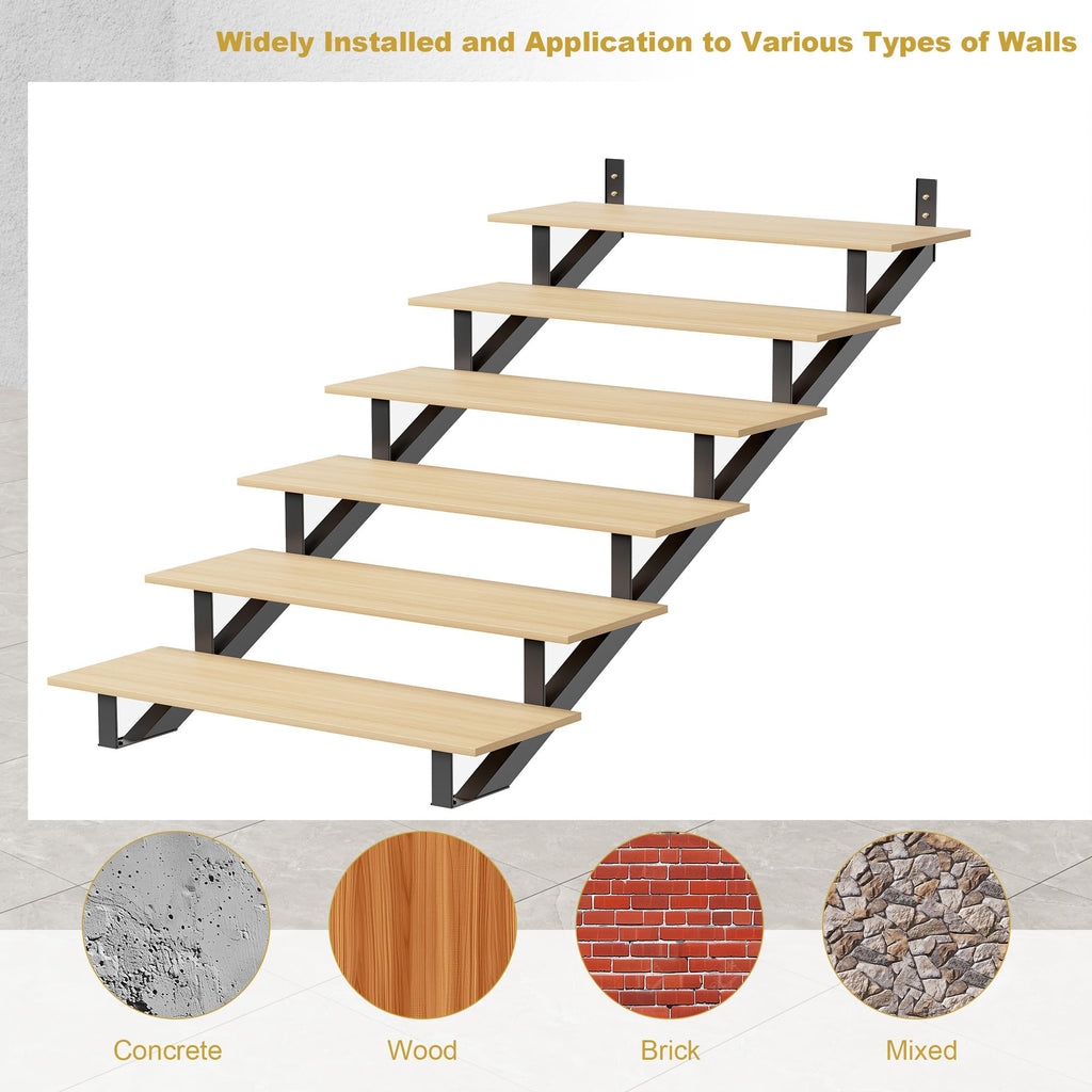 2 Pack Metal Stair Riser, 6 Step Stair Stringer for Deck Height 49.6 in, Steel Stair Step Riser for Outdoor Steps and