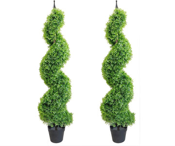 Artificial Topiaries Outdoor Boxwood Spiral Topiary Tree 3.6ft (2 Pieces) Faux Topiary Tree Outdoor Feaux Plant for