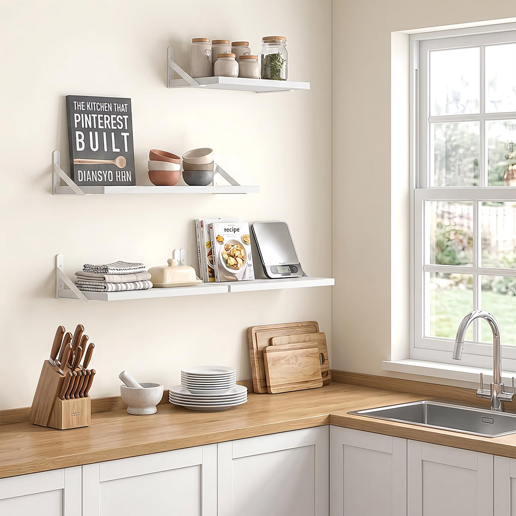 4 Different Sizes Floating Shelves for Wall Home Decor, White