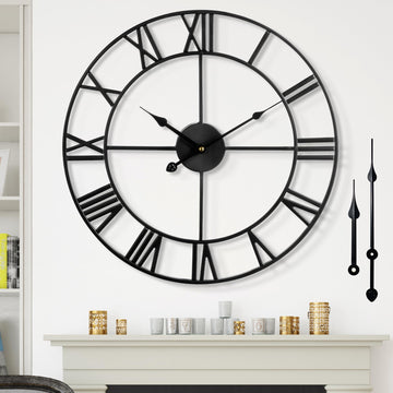 Large Wall Clock Silent Non-Ticking Roman Numerals Vintage Battery Operated (24 inch, 18inch, 16inch) Farmhouse Wall