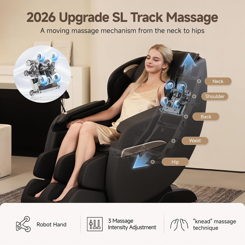 2026 Upgraded 2D SL-Track Massage Chair,Recliner Full Body Zero Gravity with 8 Auto Modes and Upgraded LCD