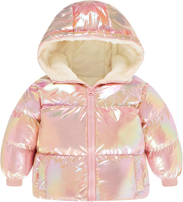 Baby Girls Winter Coat Laser Hooded Puffer Jacket