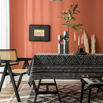 Bohemian Cotton Linen Tablecloth Boho Geometric Print Tribe Table Cover Farmhouse Rectangle/Oblong Tablecloth Dining