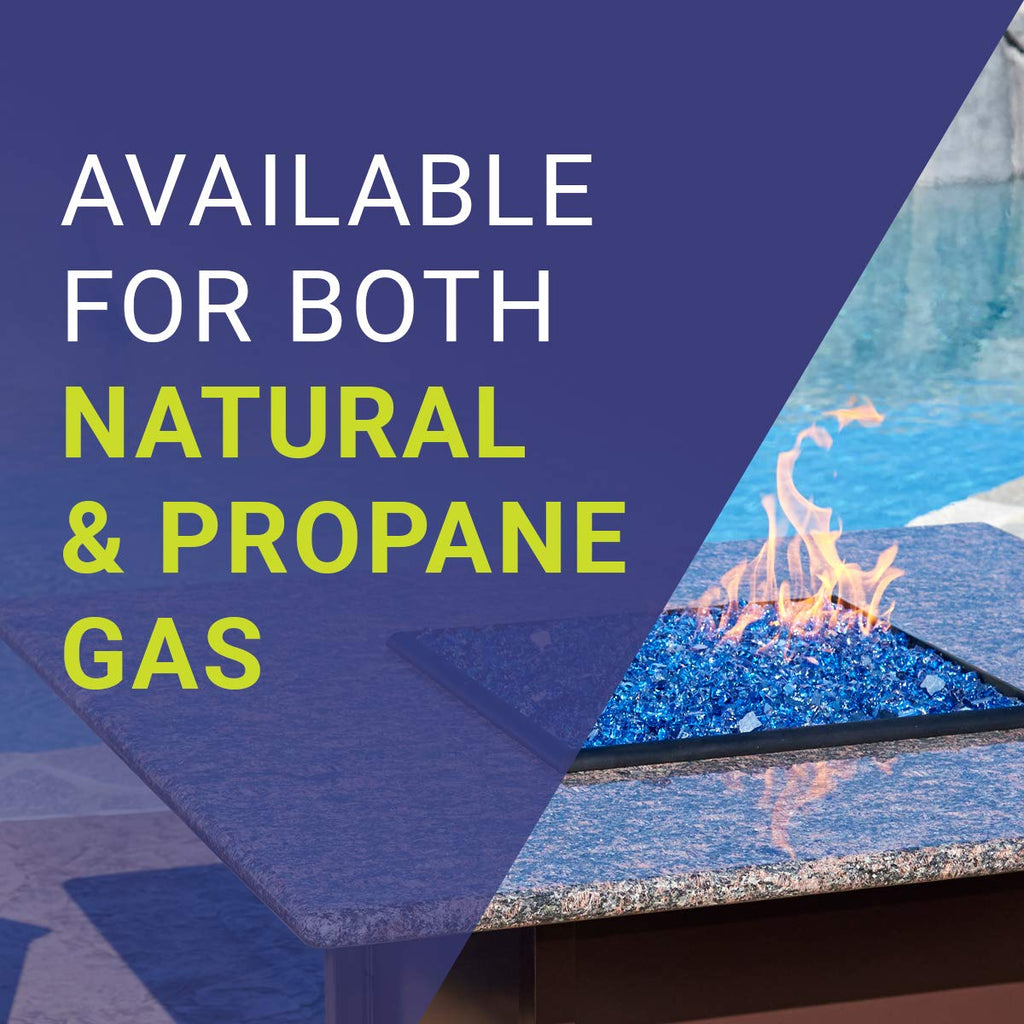 Fireglass Stainless Steel Square Drop-In Fire Pit Pan with Spark Ignition Kit - High-Capacity Natural Gas - Complete