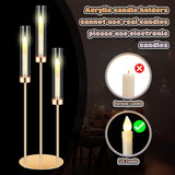 6 Sets 3 Arm Metal Candelabra Centerpiecese Holder Centerpieces with 18 LED Candles and Shade for Ceremony Birthday