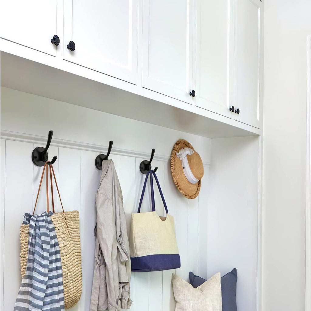 5 Pack Round Coat Towel Hooks - Matte Black Coat Hooks for Hanging Coats Towel Hooks Wall Mounted Zinc Alloy Bath