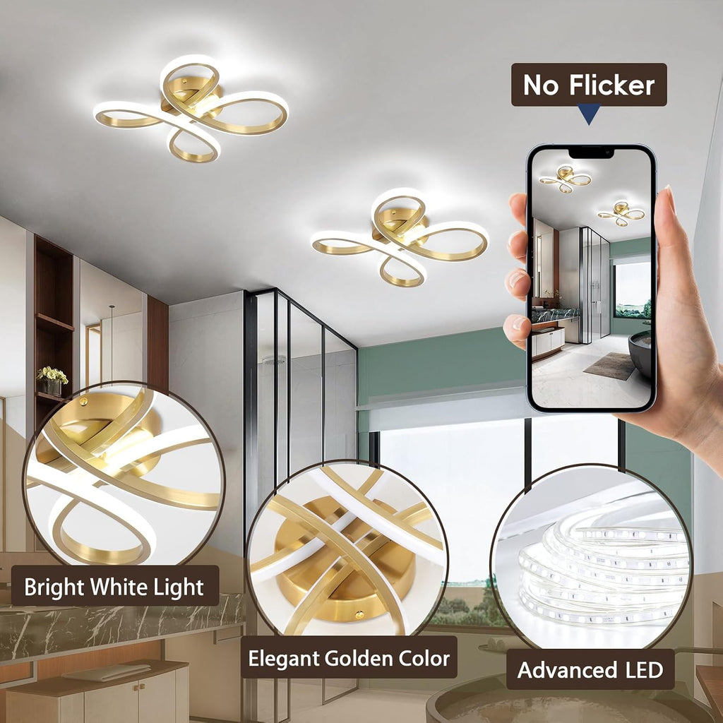 Modern LED Ceiling Light, 6000K Semi Flush Mount Ceiling Light Fixture, Modern Ceiling Lights Bedroom Corridor Aisle