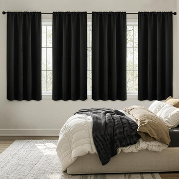 Black Blackout Curtains 63 Inch Length Set of 4 Panels