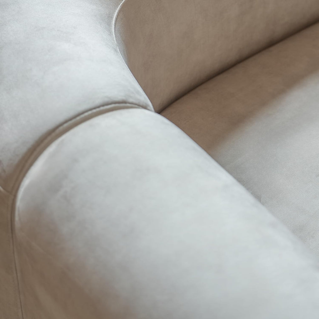 Luxury Modern Tight Curved Back Velvet Sofa, Minimalist Style Comfy Couch Apartment, 4 Seater Modular Sectional, Cream