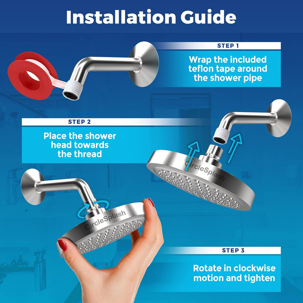 High Pressure Shower Head - Anti-Clogging Silicone Nozzles - 2.5 GPM Removable Restrictor