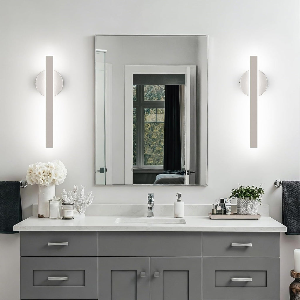Brushed Nickel Wall Sconce Hardwired Modern LED 18W Wall Sconce Set of Two, 15.7Inches Wall Lights Bedroom Hallway