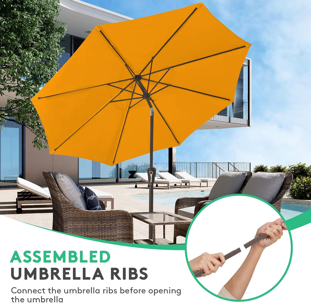 10FT Outdoor Patio Umbrella Outdoor Table Umbrella with Push Button Tilt and Crank - Light Orange