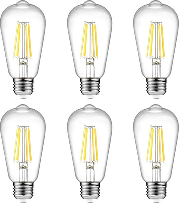 Vintage LED Edison Bulbs, 6W, Equivalent 60W, Non-Dimmable, High Brightness Cool White 4000K, ST58 Antique LED
