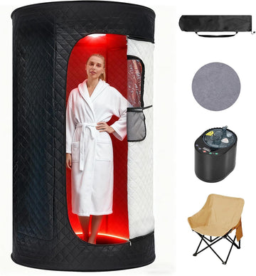 Portable Steam Sauna Box for Home, Person Saunas Tent for Spa Therapy,Relaxation,Detoxification,Gym,Pilates,Garage,Hot Tub,with Remote Control,Waterproof,Thermal Insulation,Indoor&Outdoor Black