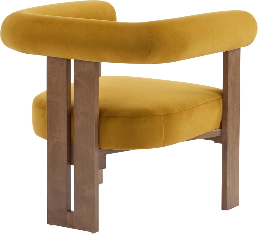 Linton Modern Velvet Upholstered Accent Chair, Living Room Solid Wood Lounge Chair, Bedroom Soft Cushion Comfy