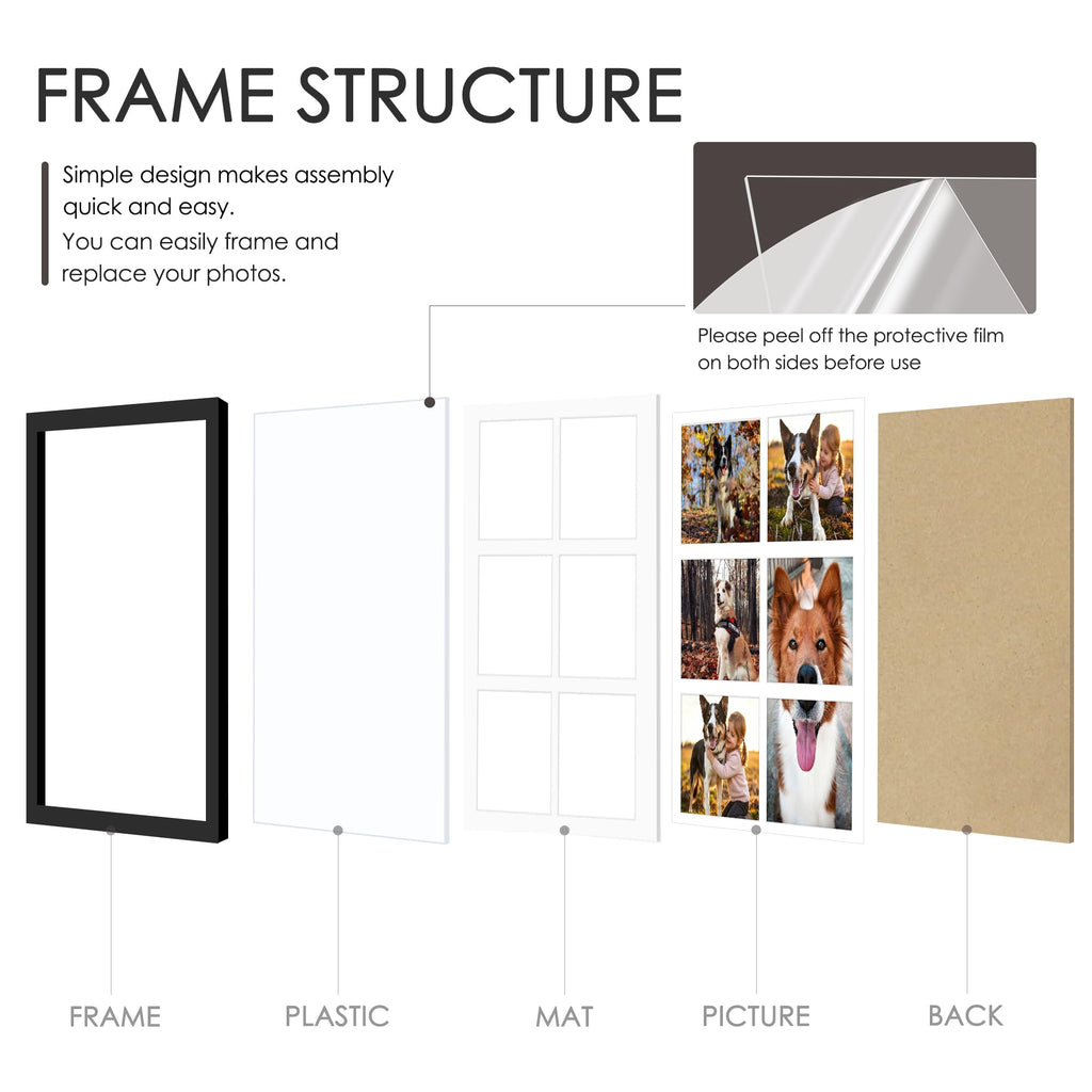 21.7x26.1 6 Opening Collage Frame For 6 8x10 Photos Black