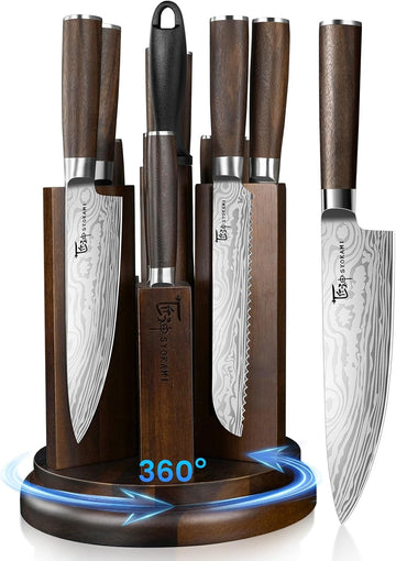 2026 Upgrade Knife Set 14 Piece Japanese Style Kitchen Knife Set With 360° Rotatable Magnetic Block, High Carbon