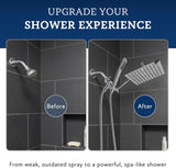 All Metal 8 Inch Dual Square Shower Head with Handheld Spray Combo, Rain Shower Head, Adjustable Extension Arm