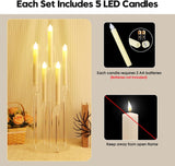 2 Sets 5 Arms Acrylic Candelabra Centerpieces for Tables, 27" Clear Candle Holder,Candlesticks Holder with LED Candles
